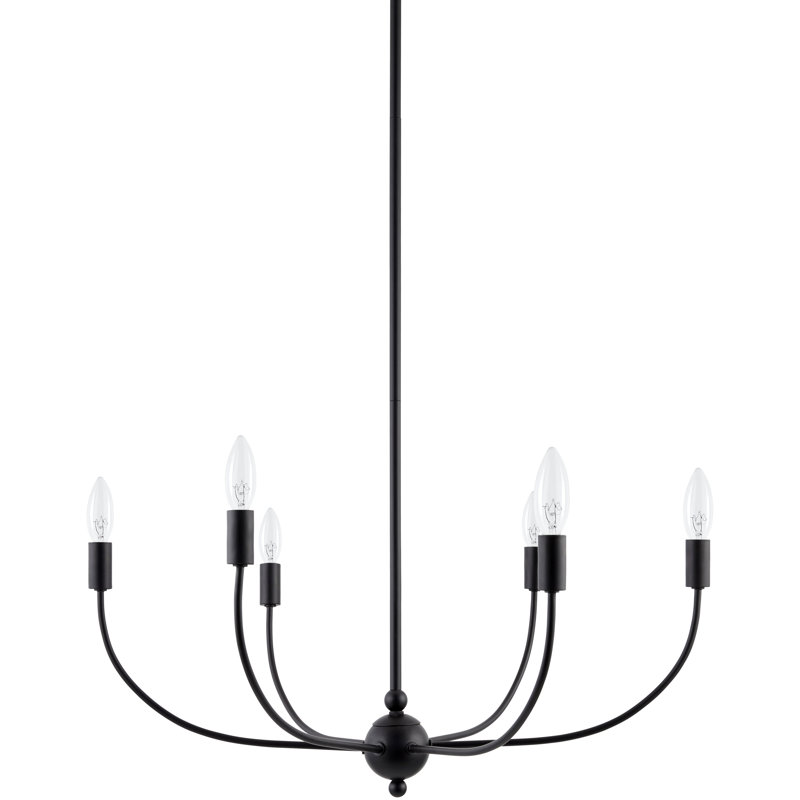Barrone 6-Light Linen Shade Chandelier, Matte Black