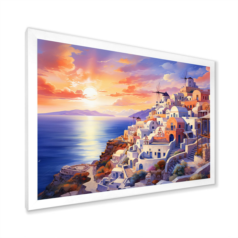 " Greece Oia Splendour II ", Cadre simple blanc, H 34 po x l 44 po