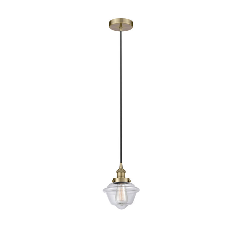 Luminaire suspendu 1 lumière Calliope, Laiton, Transparent