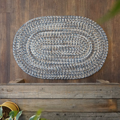 Canealus Braided Indoor/Outdoor Area Rug in Blue/Beige/White