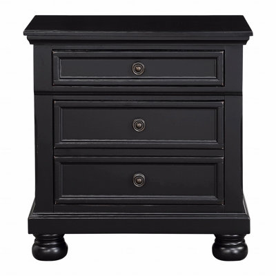 Nightstand (Bedside Side Table) With Hidden Drawer Casual Transitional Bed Side Table