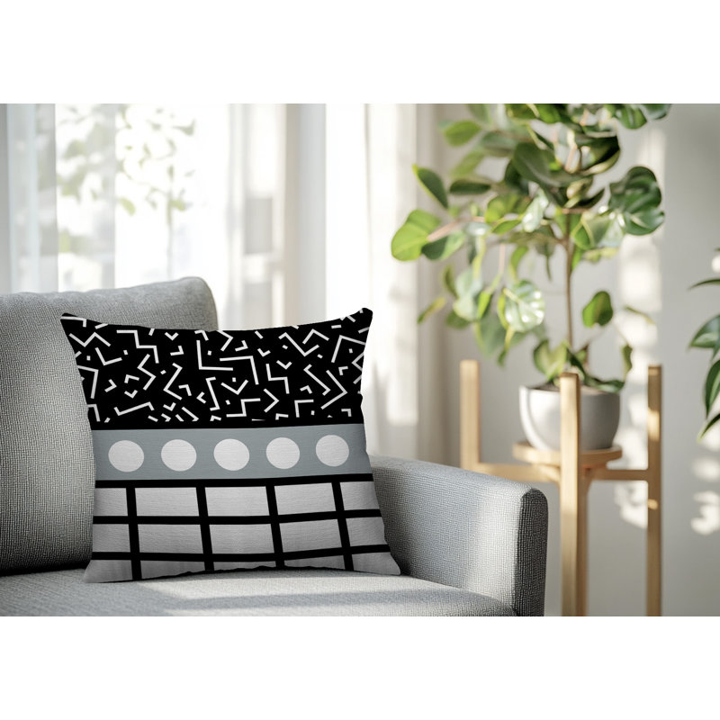 Oreiller carré réversible intérieur / extérieur Poptik, Gris, Carré 18 po