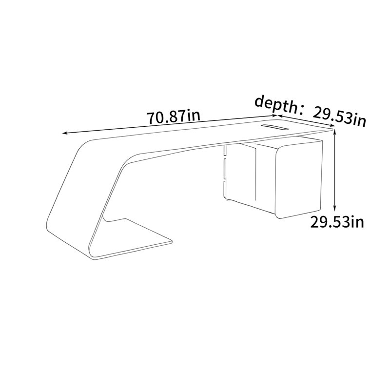 Bureau d'ordinateur, H 29,53 po x l 70,87 po x P 29,53 po