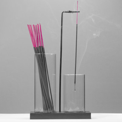 2-In-1 Anti-Ash Glass Incense Holder With Dua （ Chambers |）Minimalist Frostburg Set | For Meditation Yoga Study Room Zen Decor Holiday Gift