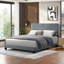 Lit plateforme tapissier en lin-1358520-1358521