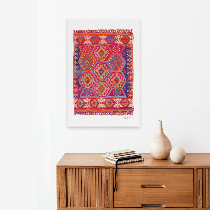 Tapis marocain II - pois crème bleu, H 24 po x l 16 po