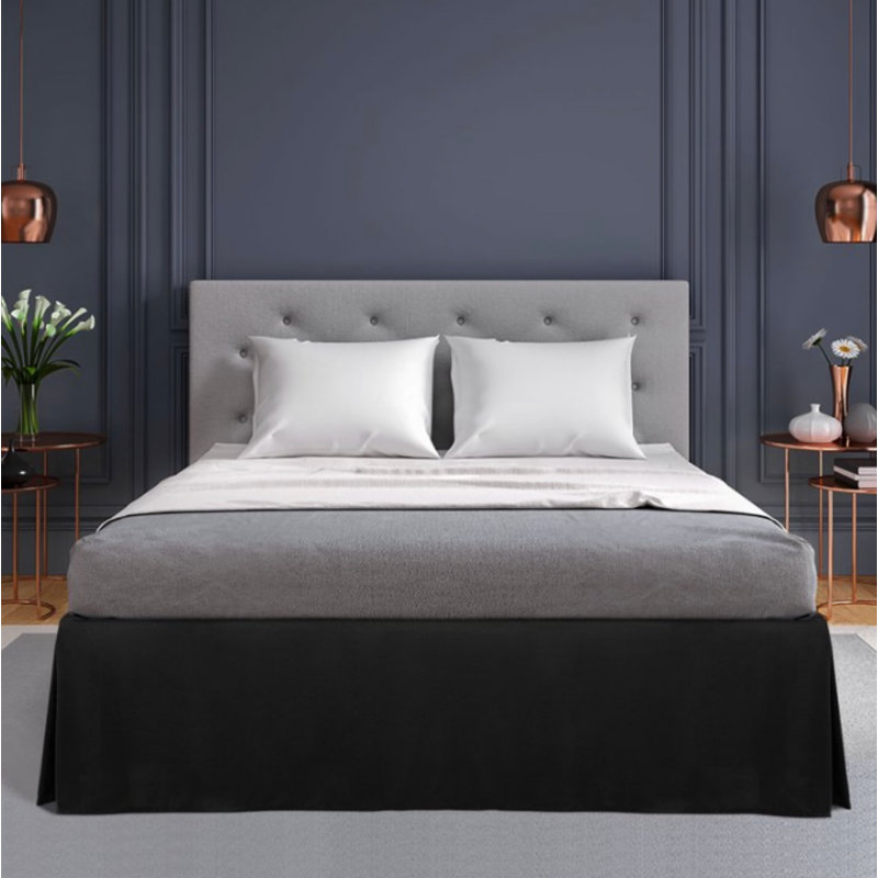 Pleated Bed Skirt, Black, Queen