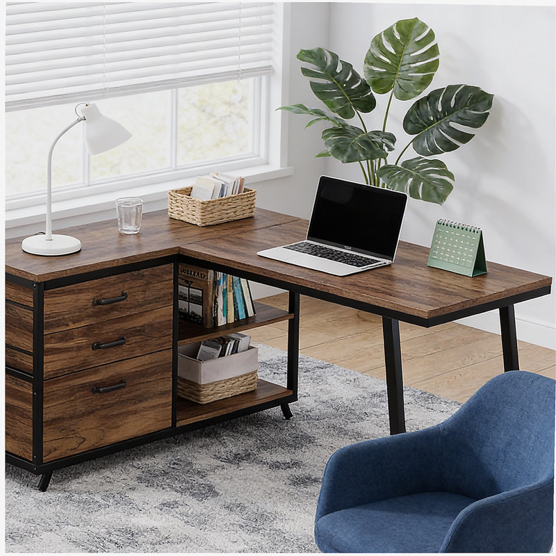 Bureau de travail spacieux, bureau d'ordinateur, bureau en L