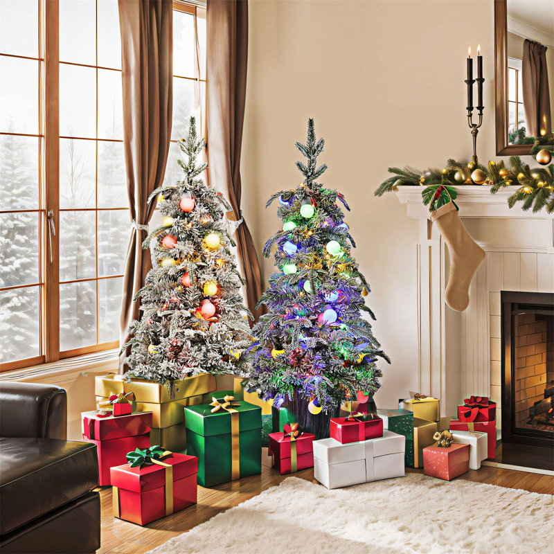 Ensemble de 2 sapins de Noël lumineux