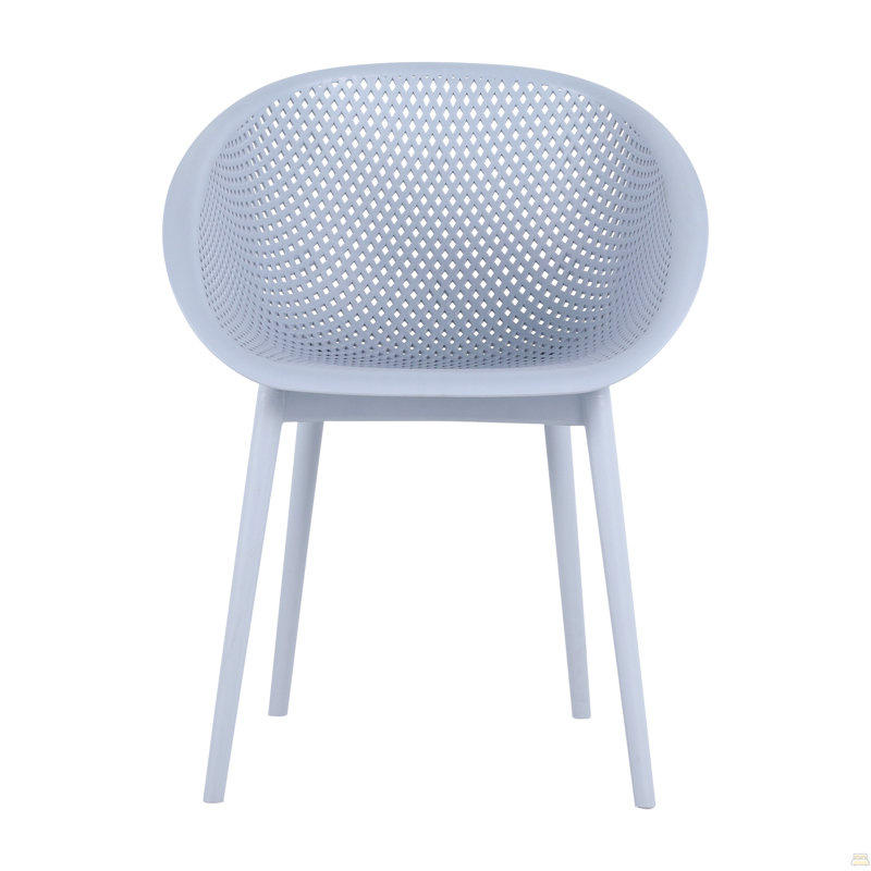 Ensemble de 2 chaises longues modernes - plastique PP intérieur / extérieur toutes saisons, Bleu clair bébé
