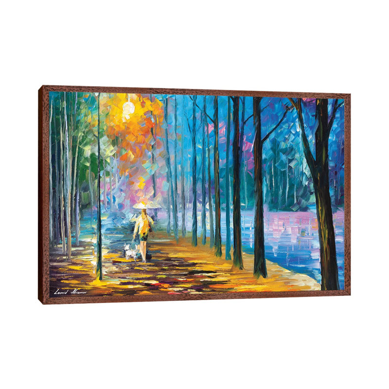 Walking My Dog by Leonid Afremov - Painting on Canvas, 66.04 cm H x 45.72 cm W, Classic Wood Framed Canvas
