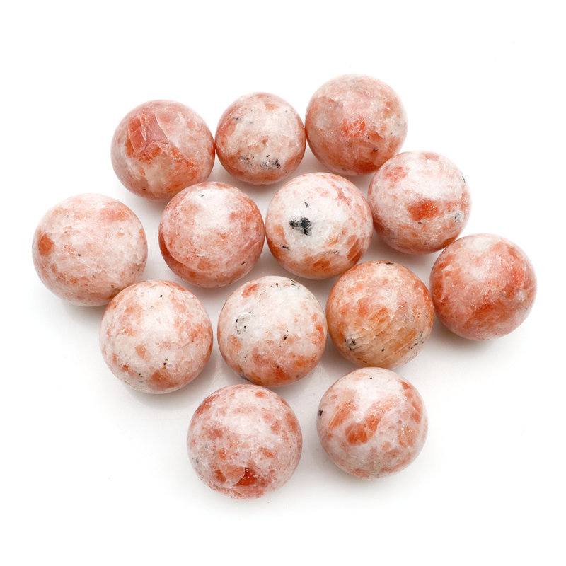 Natural Polished Gemstone Sphere, Decorative Accent, Smooth Ball Home Decor, 15-25mm, Sunstone