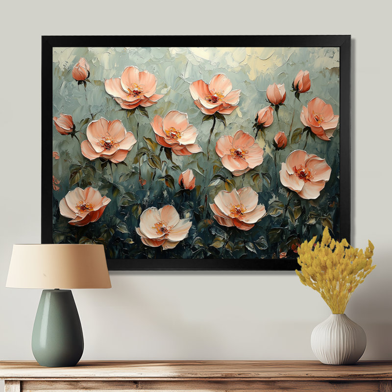 Fleurs roses, parfum de sérénité I - Roses, art mural pour le salon, Reproduction encadrée d'une seule photo sans pass, Noir