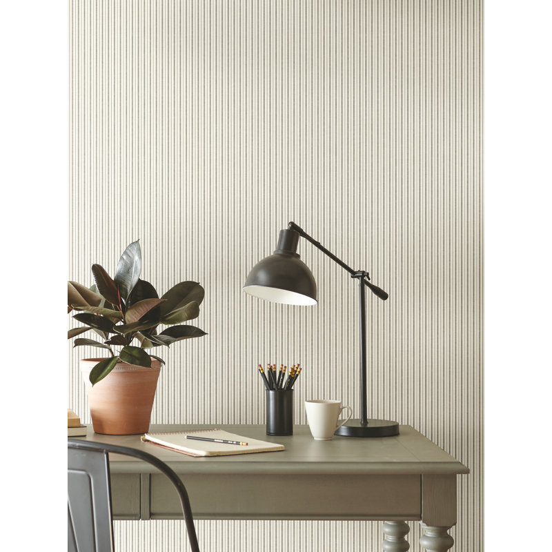 Papier peint French Ticking, Gris anthracite/noir