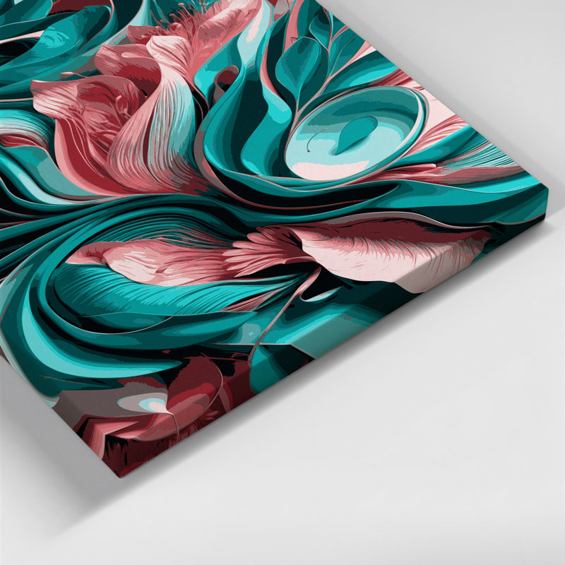 "Abstract Florals", art mural sur toile grise, H 20 po x l 16 po
