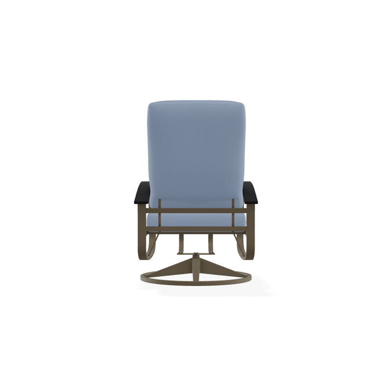 Belle Isle Outdoor Swivel Lounge Chair, Canvas Air Blue Sunbrella® Canvas, Black P70, Textured Beachwood
