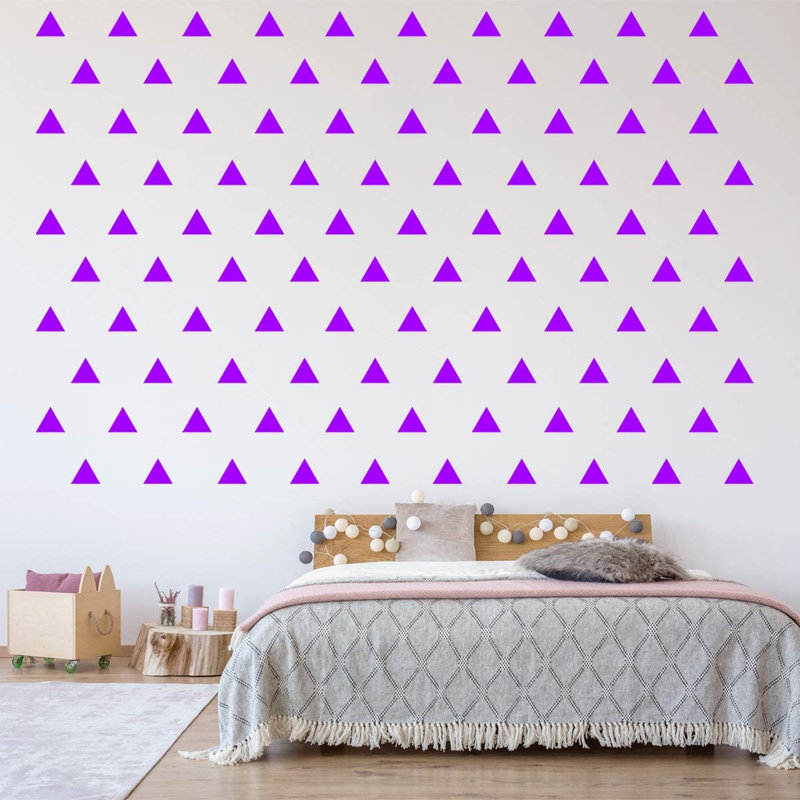 Décalcomanie murale triangles, H 3,5 po x l 4 po x p 0,6 po, Mauve