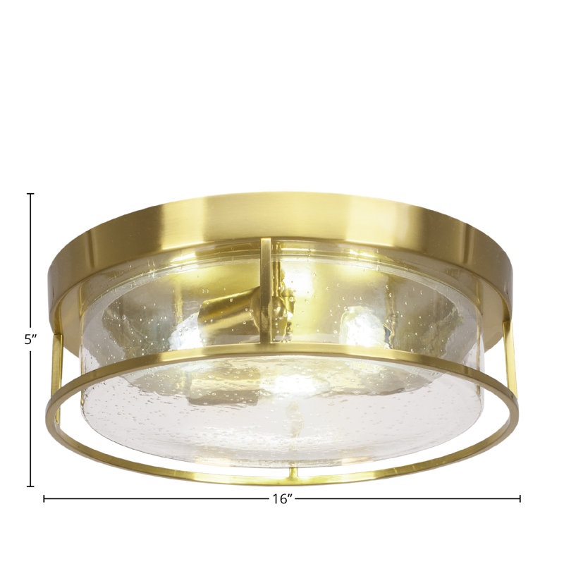 Plafonnier encastré, avec verre, Laiton New Age, À bulles, H 5 po x l 5 po x P 16 po