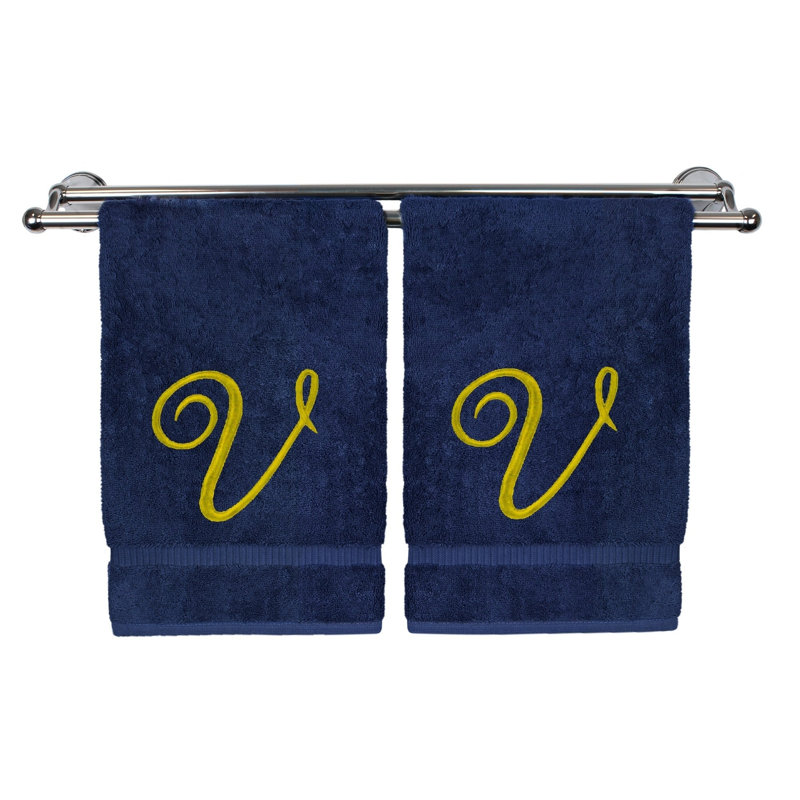 Super Plush Washcloth, Navy/Gold, V