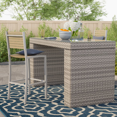 Rochford Rectangular Glass Outdoor Bar Table