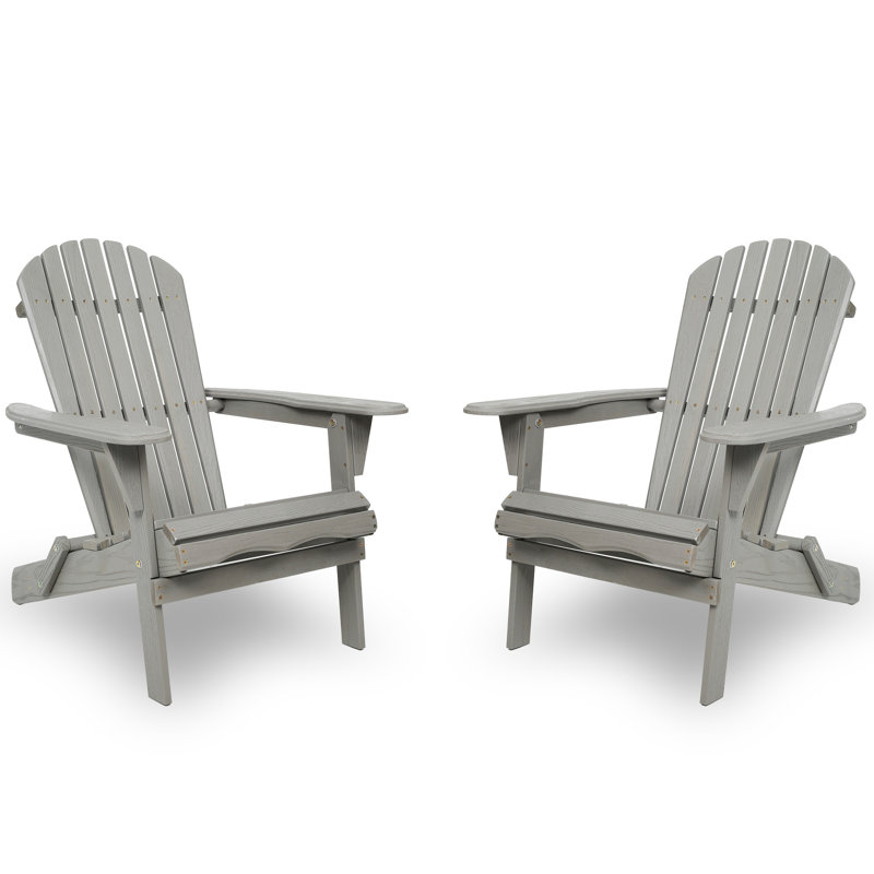 Folding Gray Wood - Solid With Look Patio Seat Option, Gray