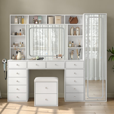 Miroir de bureau pleine longueur et miroir DEL avec prise de courant Jamair