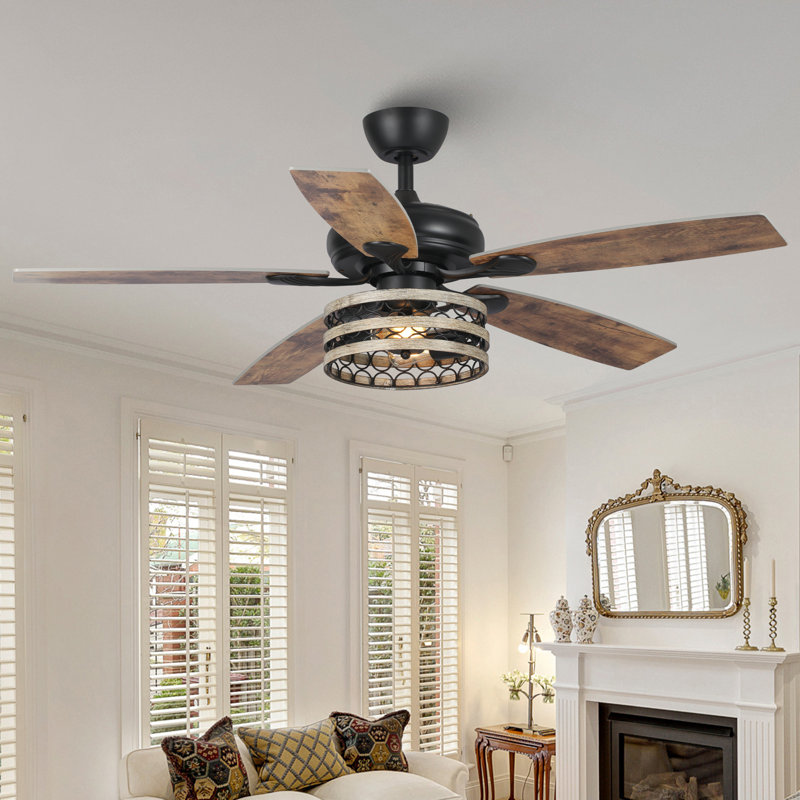 Corder Ventilateur de plafond d'intérieur à 5 pales réversible avec télécommande et ensemble d'éclairage inclus