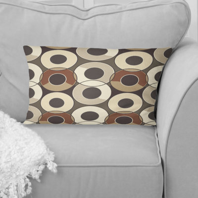 Beige Brown Midcentury Circle - Midcentury Lumbar Pillow