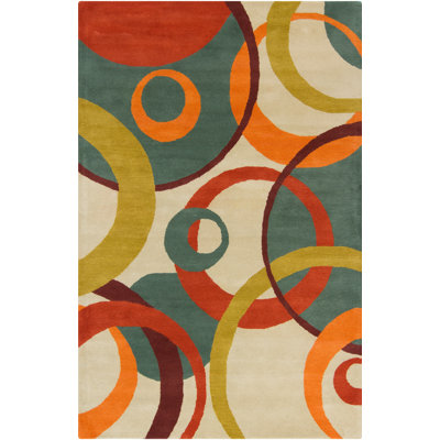 Tapis Mid-Century en laine touffeté à la main à motif géométrique Oritz Authentic
