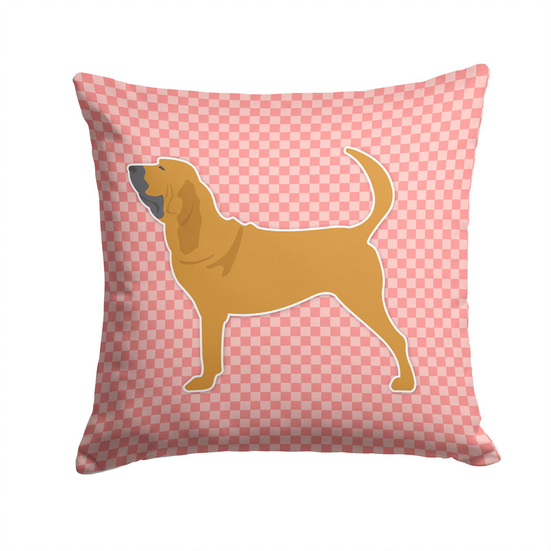 Coussin décoratif intérieur/extérieur bloodhound, H 14 po x l 14 po x P 3 po, Rose