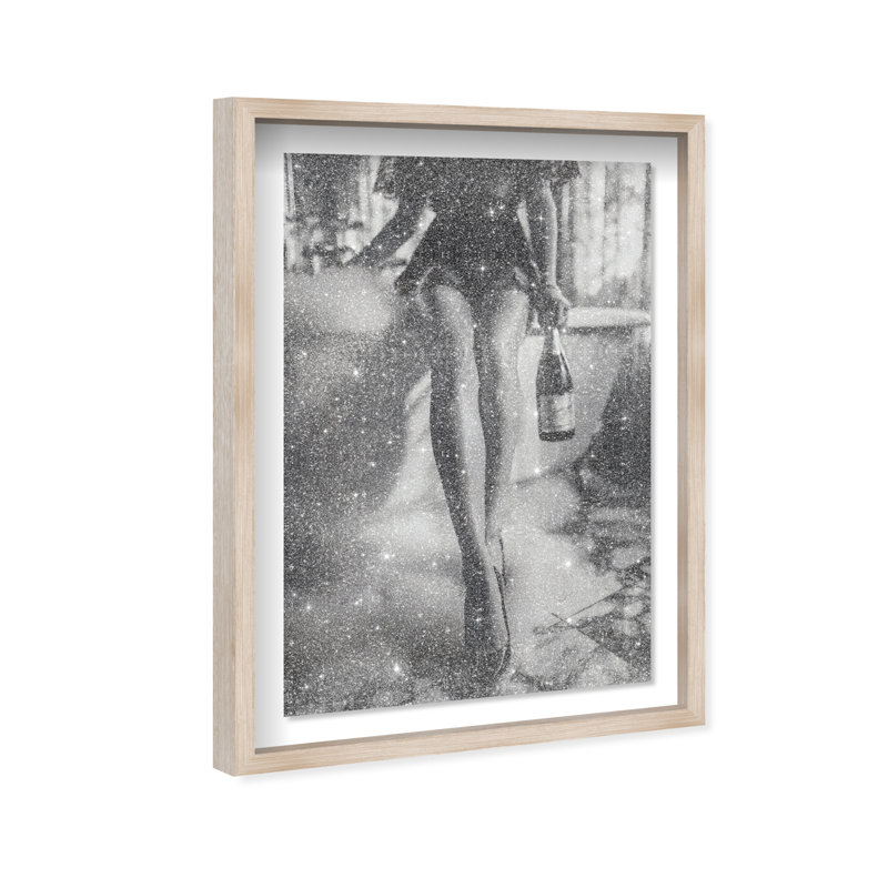 Bubbly Midnight Shadowbox Fashion Print by Oliver Gal, Black Frame, 10 x 15, 11.5"H x 16.5"W, Natural Oak Shadowbox