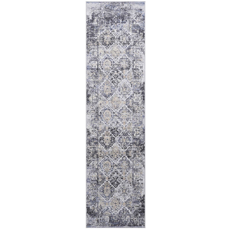 Loom & Collection Area Rug 2x8 Grey/blue - Non-shedding, Stain , Fits Entryway, Nursery, Dorm, Study, Home Office Stylish, For Office, Living Room, Bedroom, Dining Room