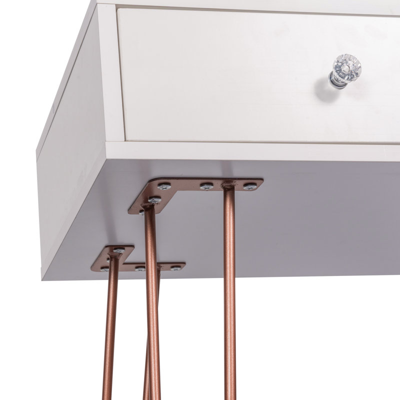 Ensemble coiffeuse Damitris avec tabouret jaune et miroir