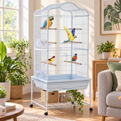 58.42 cm Steel Top Flight Cage Bird Cage with Wheels with Stand with Perch with Tray