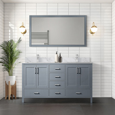 72 po X P 22 po D Meuble-lavabo double avec comptoir en marbre de Carrare et robinet