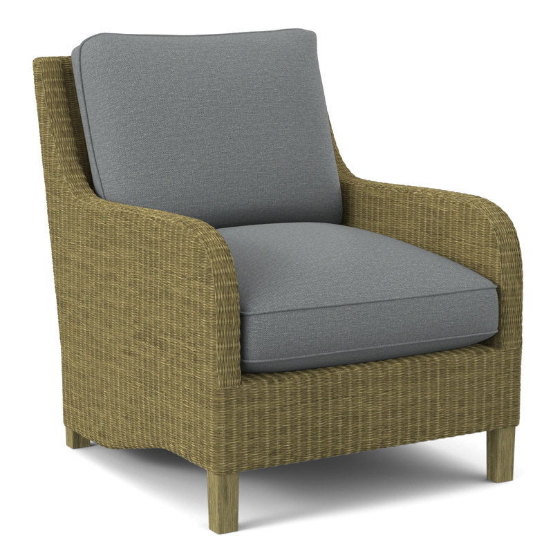 Gibraltar Armchair, Lapis Plaid; 0126-63, Antique Frost White