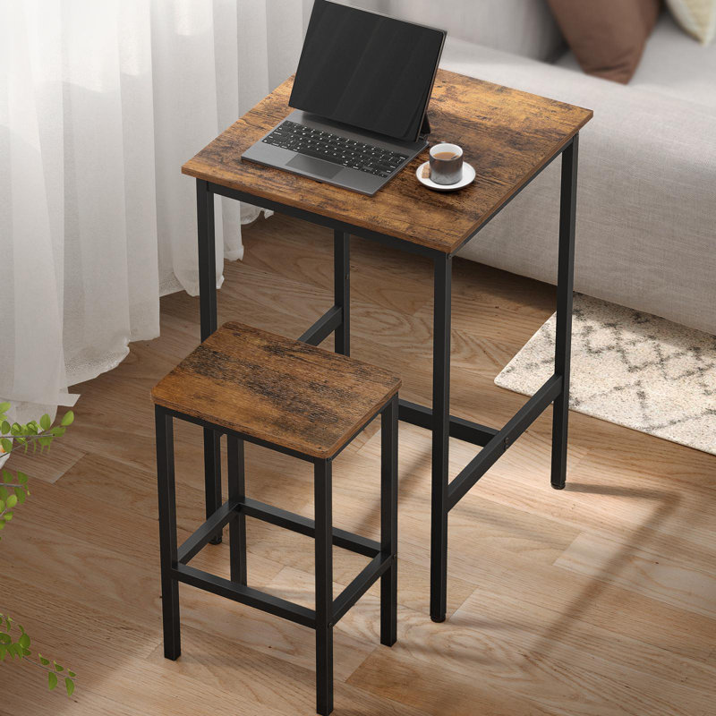 Bar Table And Chairs Set, Rustic Brown/Black
