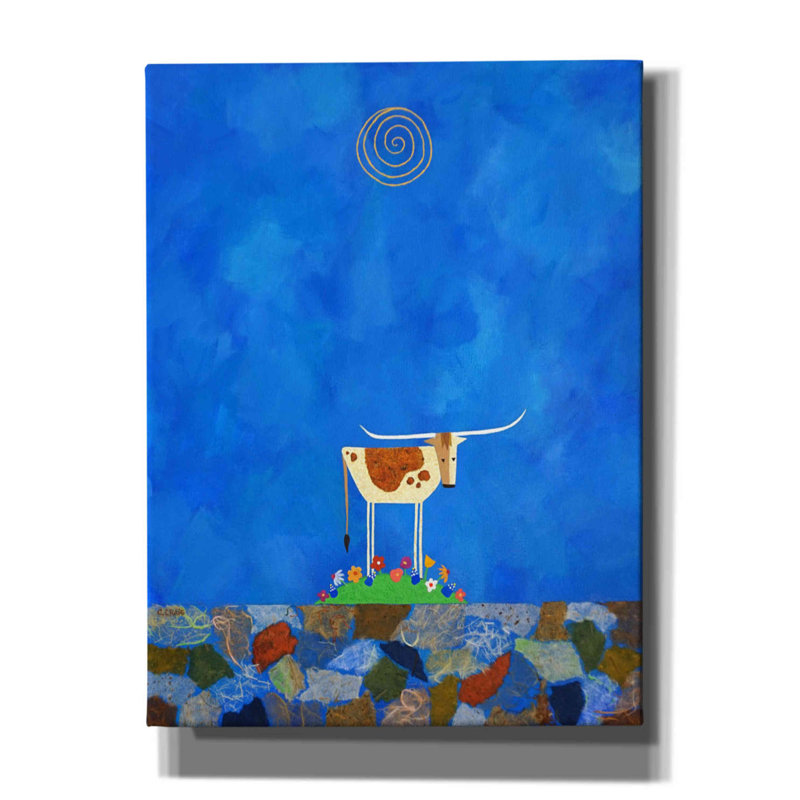 «Longhorn on Wildflower Hill» par Casey Craig, impression sur toile, H 16 po x l 12 po x P 0,75 po