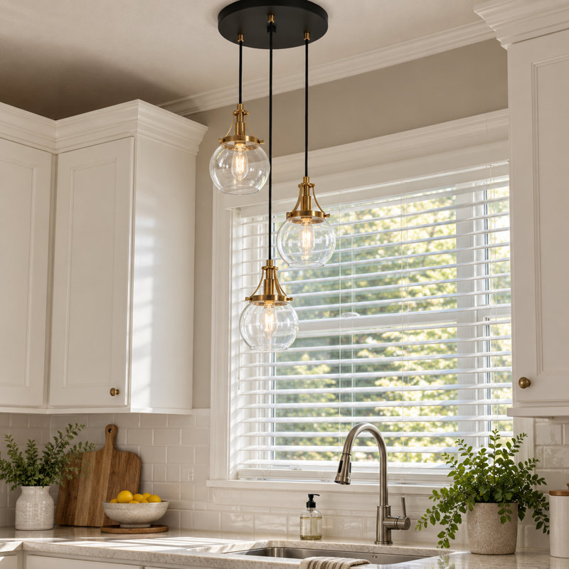 Loram 3-Light Dimmable Glass Cluster Pendant