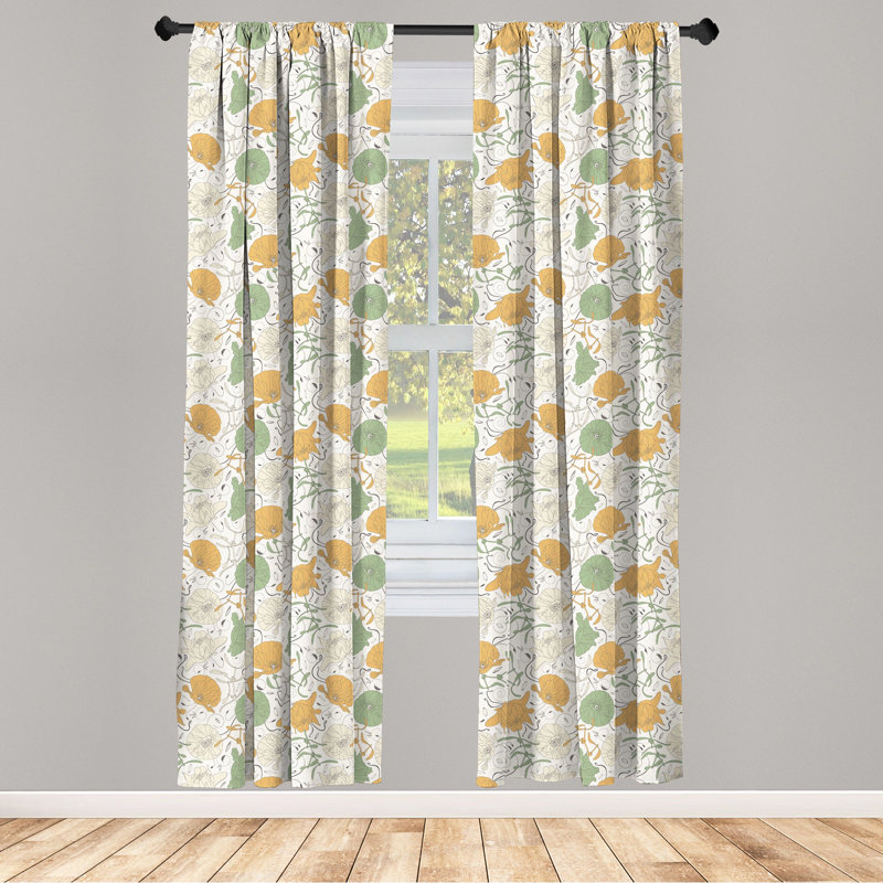 Floral Semi-Sheer Rod Pocket Curtain Panels, 28" x 95"