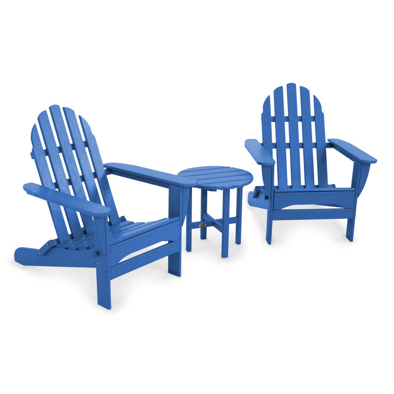 POLYWOOD Classic Adirondack 3-Piece Adirondack Set, Pacific Blue