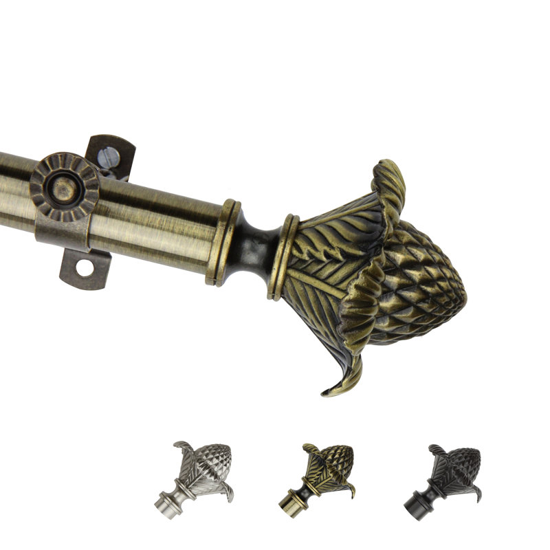 Tringle à rideaux simple Mcfaddin, l 120 po à 170 po, Laiton antique