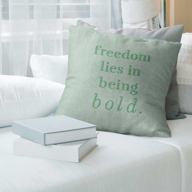 Housse de coussin en lin Handwritten Be Bold, 18 po x 18 po, Vert