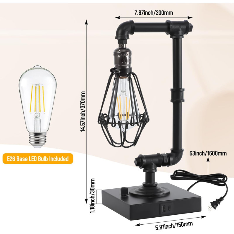 Lampe de bureau à tube Edison Steampunk