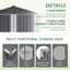 Remise de rangement extérieure en métal 6 X 4 pi avec porte verrouillable, maison de rangement imperméable pour outils de jardin