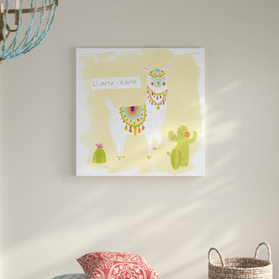 Pom Pom Llama Rama III by June Erica Vess - Wrapped Canvas Painting
