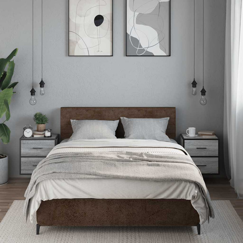 40cm W Metal Bedside Table, Grey Sonoma