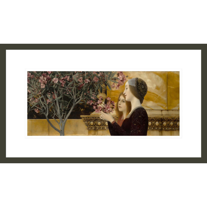 «Two Girls with Oleander» par Gustav Klimt, impression giclée encadrée, H 12,54 po x l 21,75 po