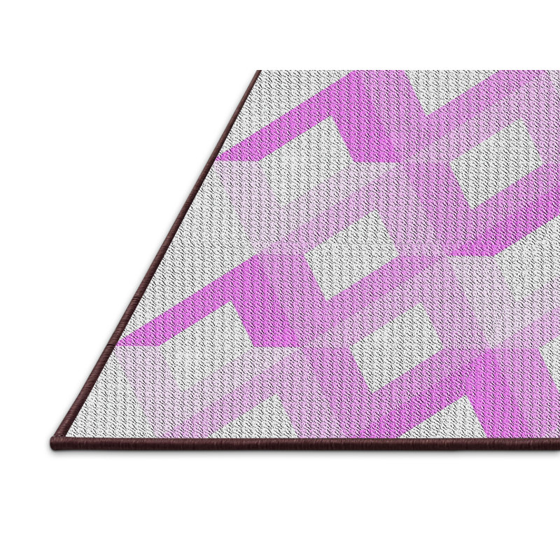 Tapis mauve à motif géométrique Koeller, Rectangle 5 pi x 7 pi