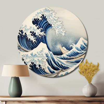Masterpiece The Great Wave Of Kanagawa IV - Landscapes Round Metal Decor